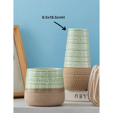 Set 2 Two Tone Mint Ceramic Vase Flower 18cm