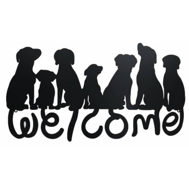 Welcome Dogs Metal Wall Art 71cm
