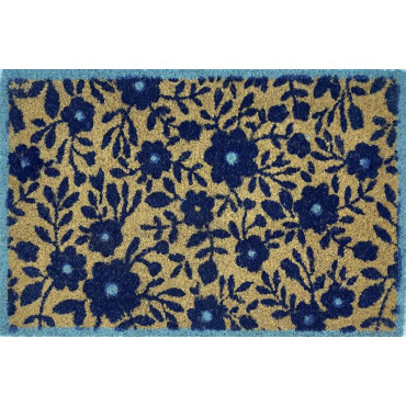 Blue Floral Doormat Door Mat 60cm