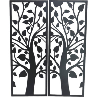 Set 2 Double Tree Metal Wall Art 35x91cm