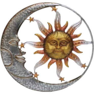 Set 2 Sun And Moon Metal Wall Art 56x56cm