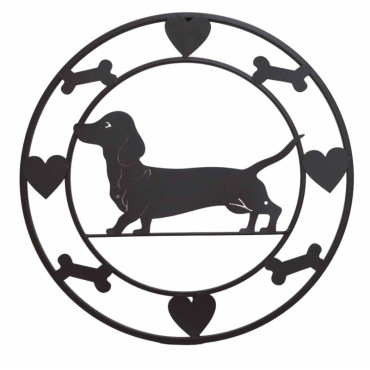 Round Dachshund Metal Wall Art 40cm