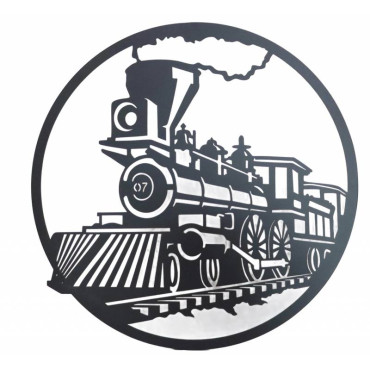 Round Train Metal Wall Art 60cm