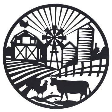 Round Farm Life Metal Wall Art 40cm