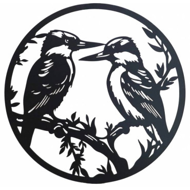 Round Happy Kookaburra Metal Wall Art 40cm