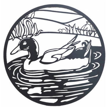Round Friendly Duck Metal Wall Art 60cm