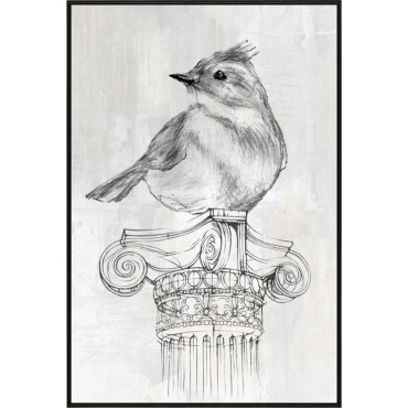 Bird on Column Framed Canvas 90cm