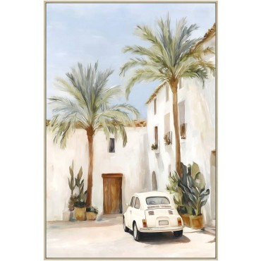 Mini Fiat Summer Artwork Framed Wall Art 80x120cm