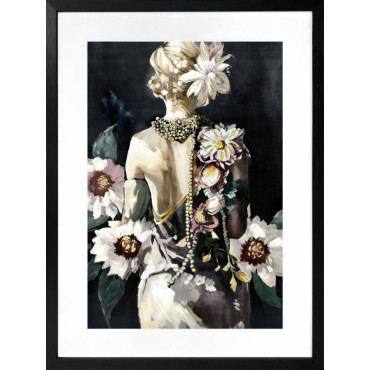 Flower Lady Artwork Framed W Glass Front 60x80cm