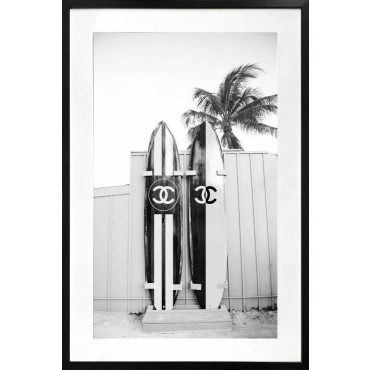 Luxury Surfboard Artwork Framed W Glass Front 80x120cm