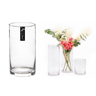 bulk 12 Glass Cylinder Vase Flower 25cm