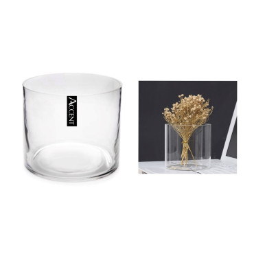 bulk 6 Glass Cylinder Decorative Vase 15cm