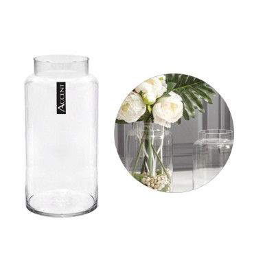 bulk 6 Glass Cylinder Vase w Lip 34cm