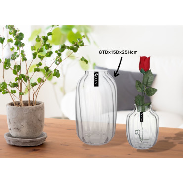 bulk 8 Glass Rippled Bud Vase Flower 25cm