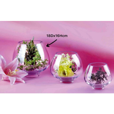 Glass Bowl Shape Vase 18cm