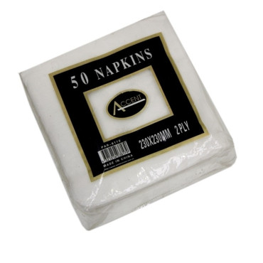 bulk 2400 White Napkin Cocktail 2ply 23cm