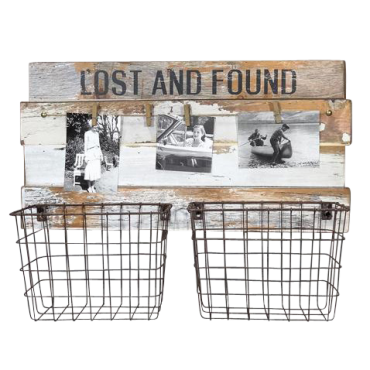 Lost & Found Rustic 2 Baskets w Photo Clips 53cm