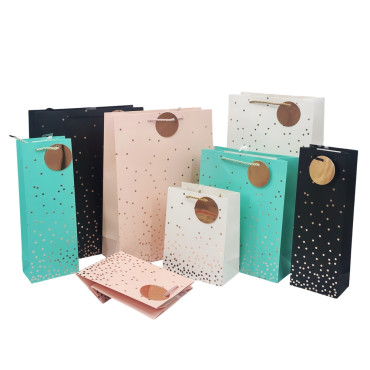 bulk 24 Large Gold Confetti Gift Bag Foiled Assort 32cm