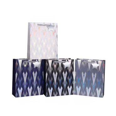 bulk 24 Xlarge Overlap Geo Diamonds Foiled Gift Bag Assort 43cm