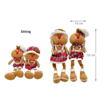 bulk 6 Xmas Plush Sitting Ginger Bread Assort 52cm