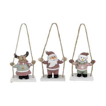 bulk 24 Xmas Hanging Swing Deco Assort 13cm