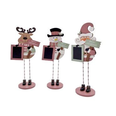 bulk 24 Xmas Mdf Deco W Blackboard Assort 30cm