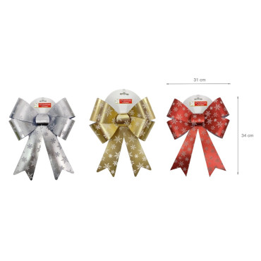 bulk 24 Xmas Snow Flake Gift Bow 34cm