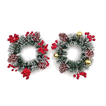 bulk 24 Xmas Snowy Red Berry Wreath Assorted 15cm