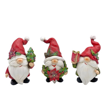 bulk 12 Xmas Polyresin Gnomes Assorted 14cm