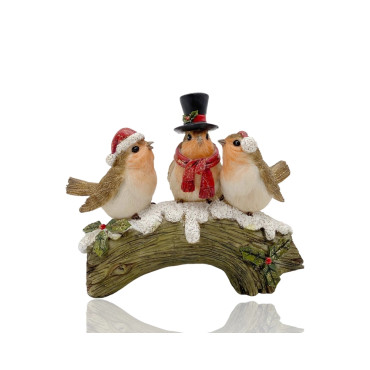 bulk 8 Xmas Polyresin 3 Bird Choir on Branch 11cm