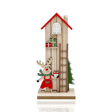 bulk 12 Plywood House & Deer Standing 24cm