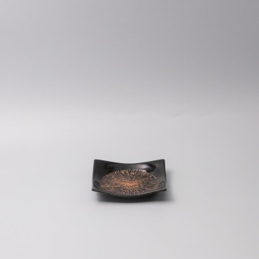 Plate Square 13.5cm Bronze Converging Glaze