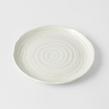 Side Plate 21.5cm White Spiral Glaze