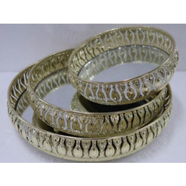Set 3 Mirror Metal Tray 34x6cm