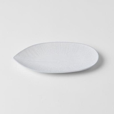 Plate Oval 21.5cm Snow Leaf Glaze