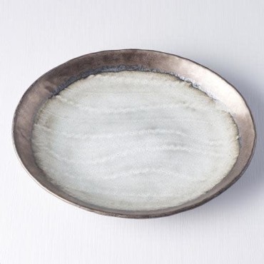 Plate Oval 24cm Light Grey Glaze